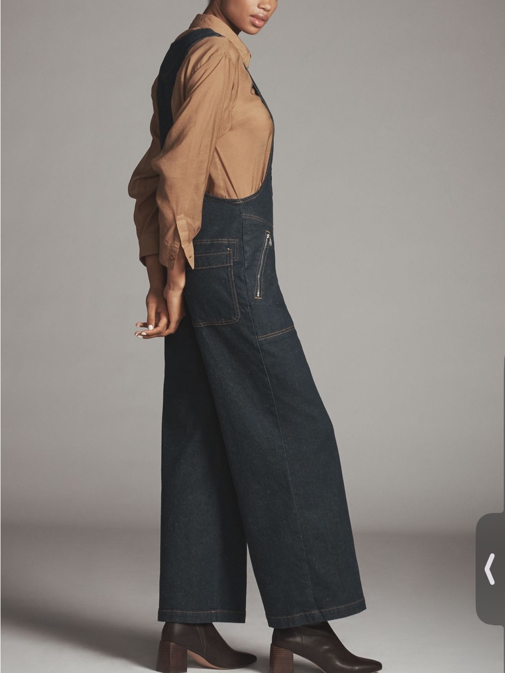 Maeve Dark Indigo Denim Overalls with Contrast Stitching NWT - Picture 3 of 4